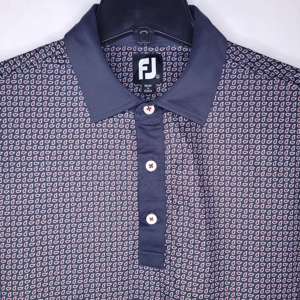 Footjoy Polo Shirt Mens Large Paisley Gray AOP Eagles Pointe Golf